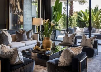The custom-designed space integrates designer furniture and handcrafted ...